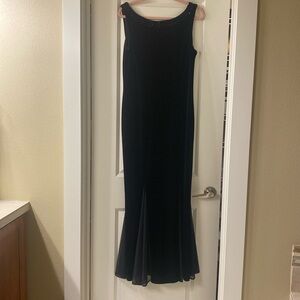 Long velvet dress with beaded neckline and back zip